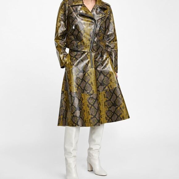 Zara Skirt Snake Print A-Line XS Zipper Front - Picture 1 of 8